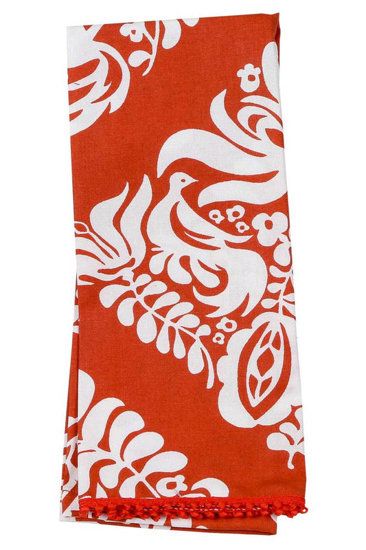 Hen House Linens turtledove ginger orange printed cloth guest towels