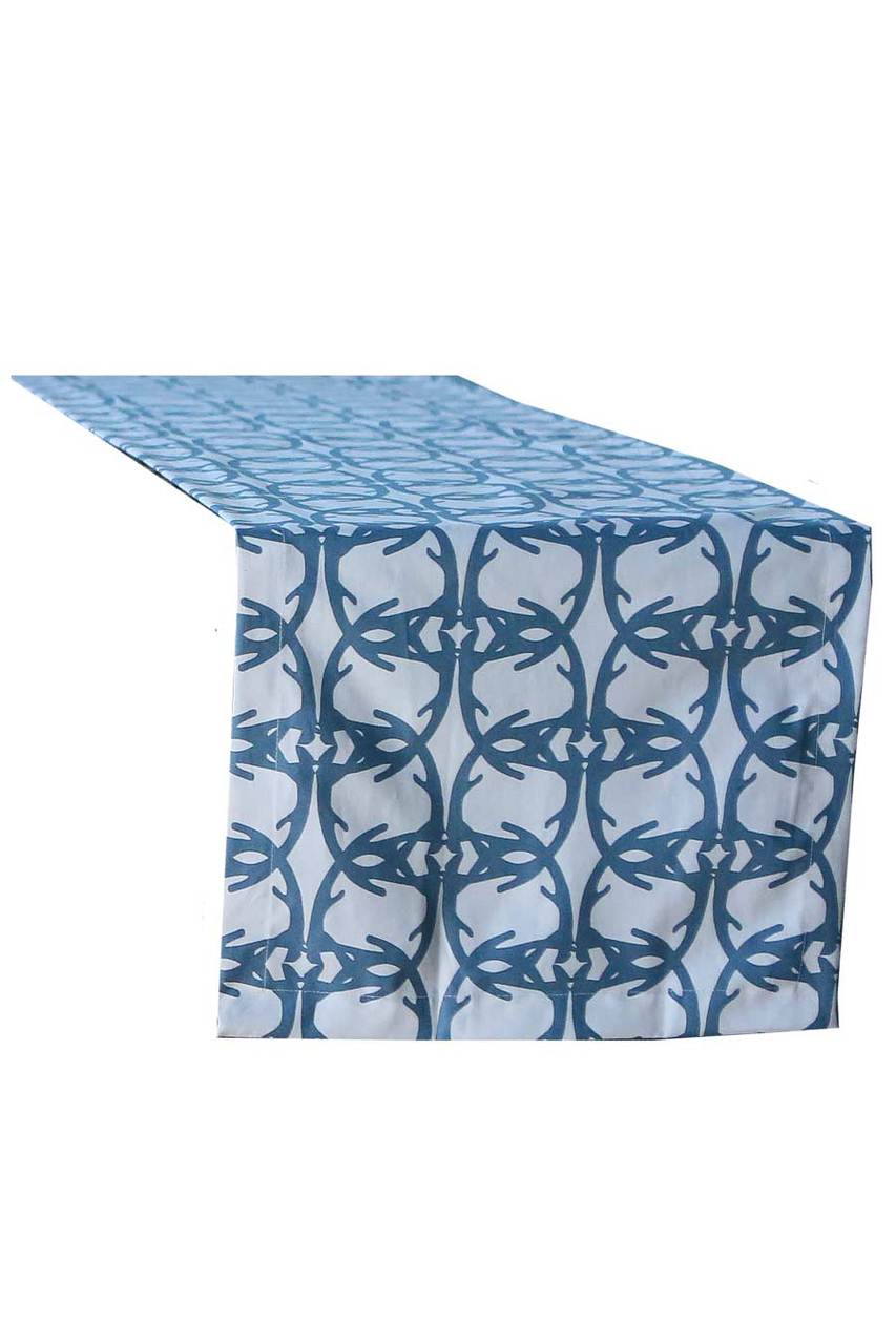 Hen House Linens vixen midnight blue printed cloth table runners